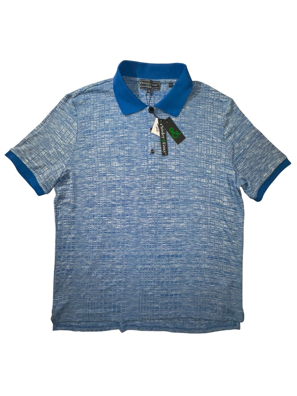 Paisley & Gray Slim Fit Textured Knit Polo Shirt Blue XXL NWT